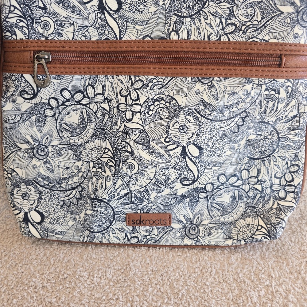 Sakroots Artist Circle Flat Crossbody Navy Spirit Desert Print Floral Purse‎ Bag - Picture 3 of 13